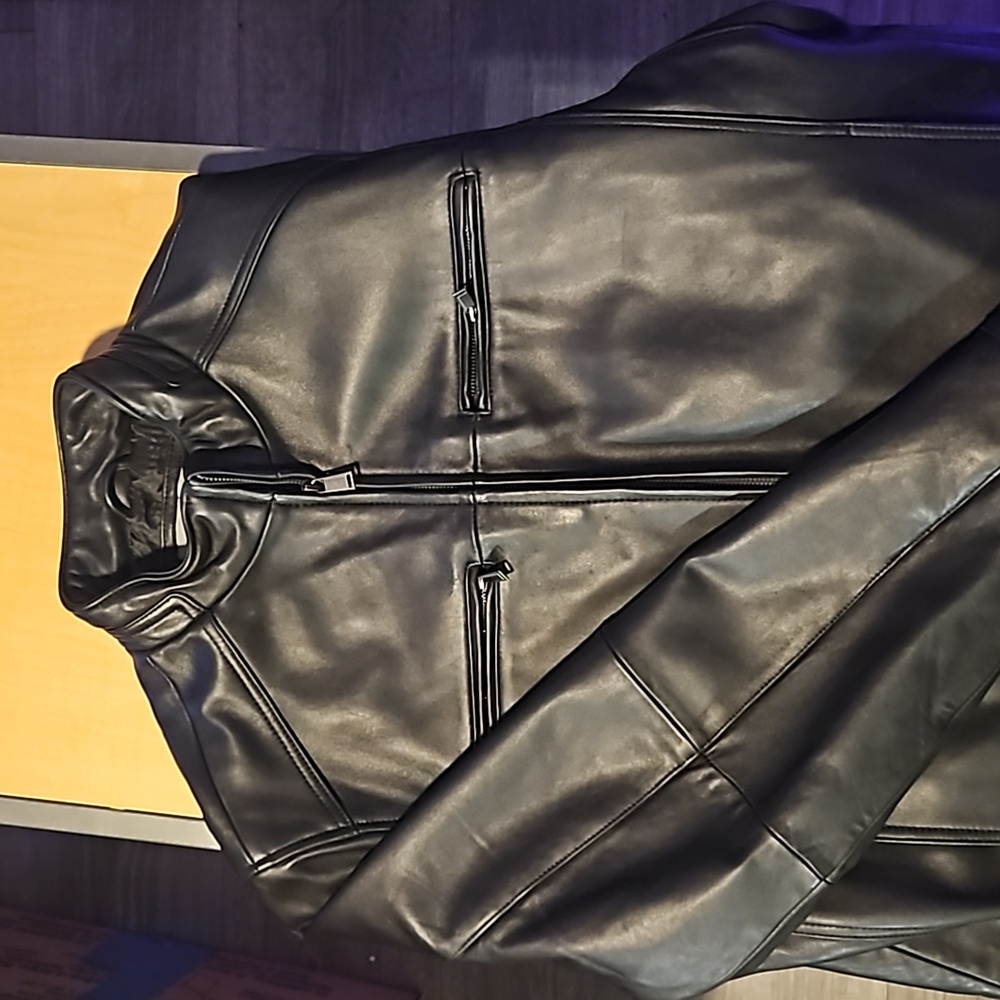 (XL/EG) Boston Harbour New Zealand Black Lamb Leather Jacket